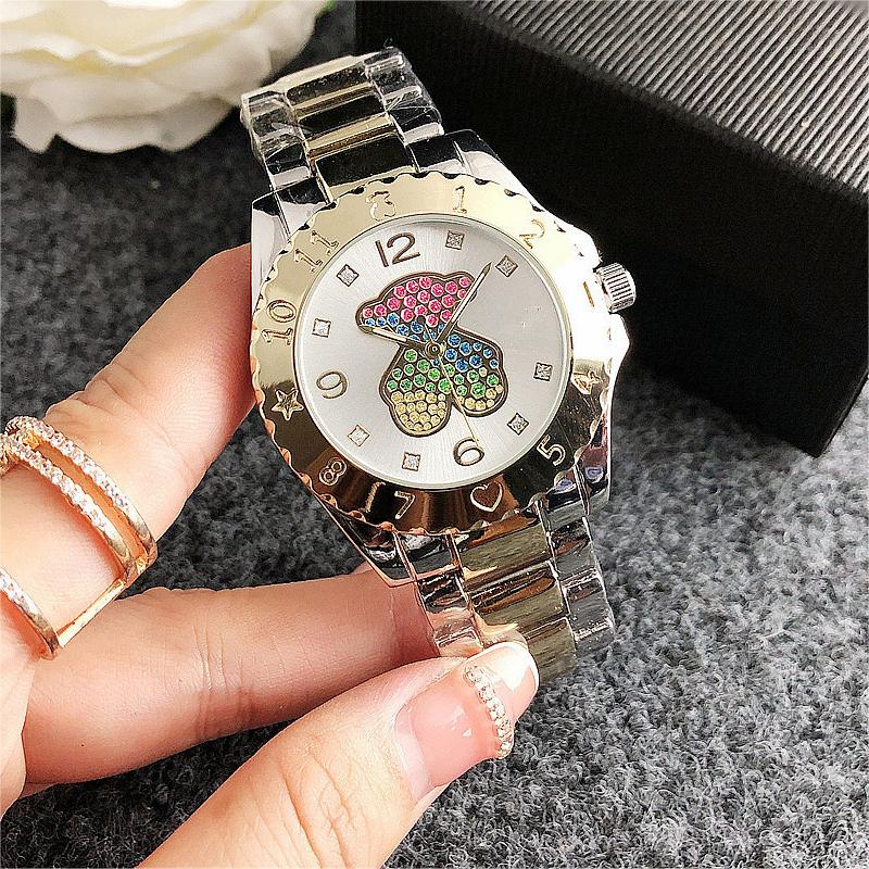 Stainless Steel Bracelet Watch with Rainbow Bear design for Ladies, Fashion bracelet with Bear Design, Rose Gold 2023