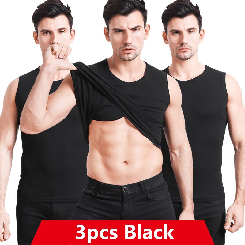 3 Pack Men Cotton Vest Narrow Broad Shoulders Tank Tops Underwear Boy Under Clothes T- Shirts Sleeveless Singlets Undershirt