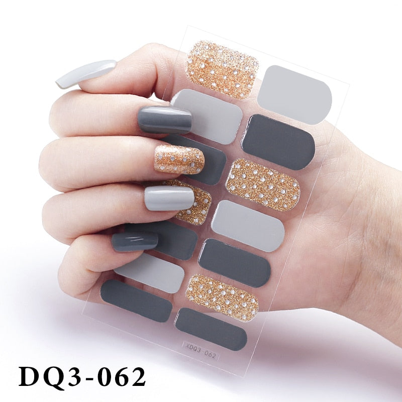 14Pcs /Sheet Nail Stickers Luxury Design Nail Polish Stickers Factory Price Full Cover Nail Charms for Manicure Women Beauty