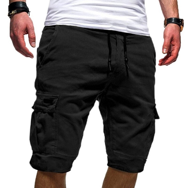 New Summer Men Solid Casual Shorts Fitness Workout Shorts Male Multi Pocket Sweatpants Shorts Homme Clothes Plus Size