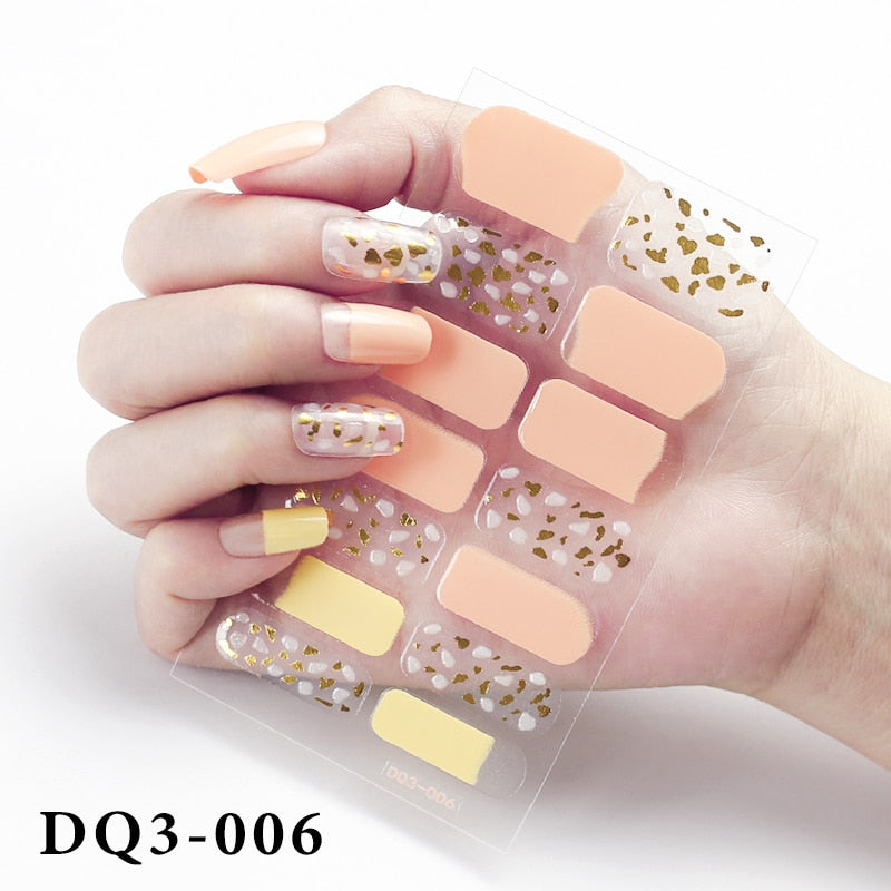 14Pcs /Sheet Nail Stickers Luxury Design Nail Polish Stickers Factory Price Full Cover Nail Charms for Manicure Women Beauty