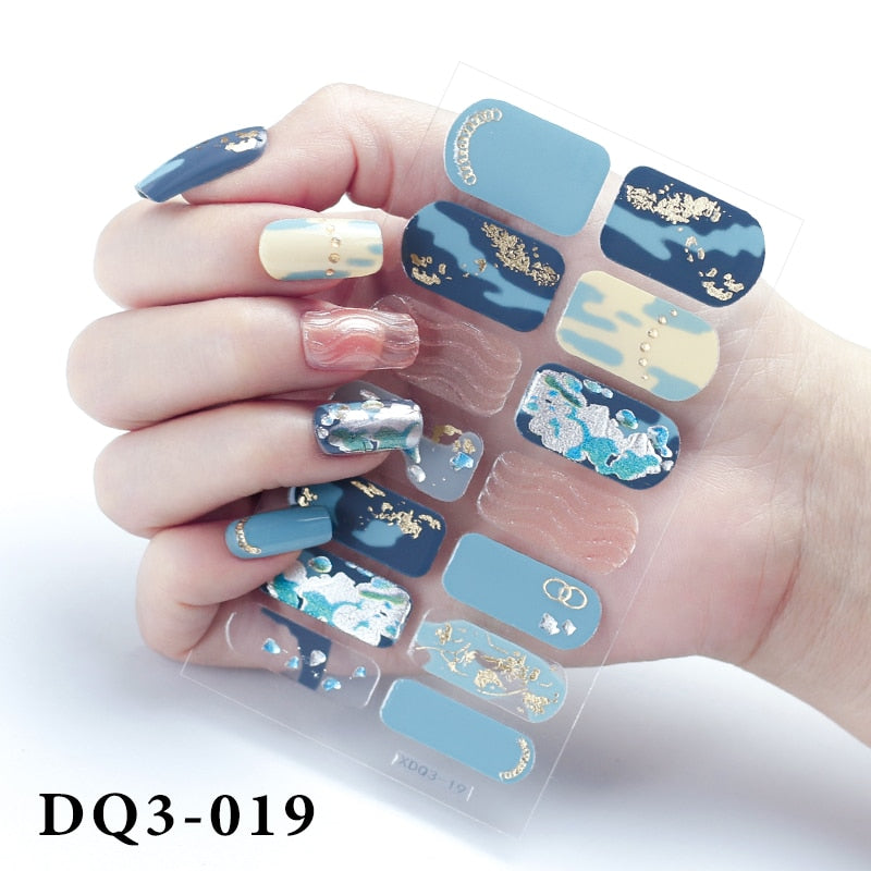 14Pcs /Sheet Nail Stickers Luxury Design Nail Polish Stickers Factory Price Full Cover Nail Charms for Manicure Women Beauty