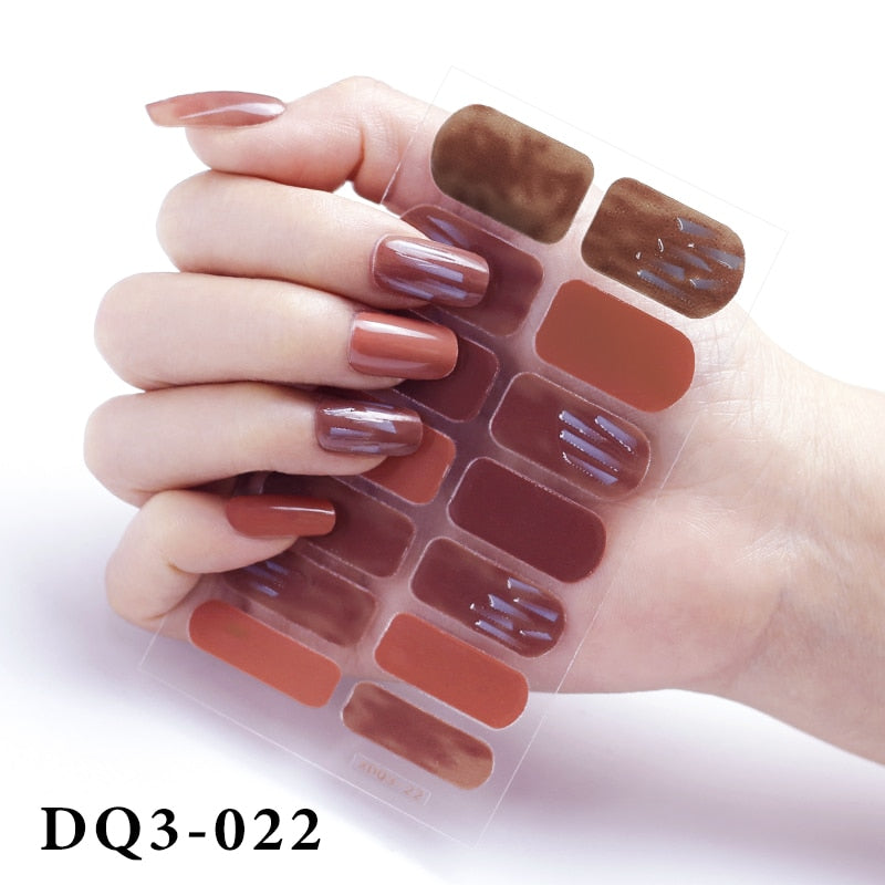 14Pcs /Sheet Nail Stickers Luxury Design Nail Polish Stickers Factory Price Full Cover Nail Charms for Manicure Women Beauty