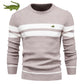 2022 New Fall Pullover Sweater Men's O-neck Splicing Long-sleeved Warm Thin Sweater Men's Fashion Casual Sweater Clothing Men