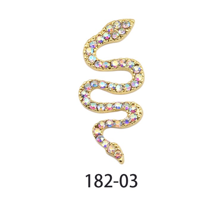 5/10pcs Large Small Big Flatback Luxury 3d Metal Snake Nail Shape Charms Nail Art Rhinestones Jewelry Decor For Women TJ182