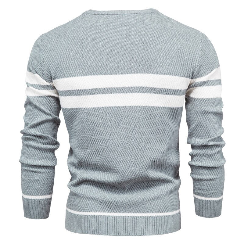 2022 New Fall Pullover Sweater Men's O-neck Splicing Long-sleeved Warm Thin Sweater Men's Fashion Casual Sweater Clothing Men