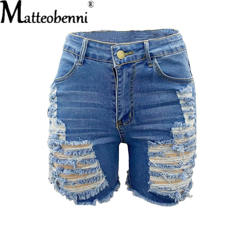 Sexy High Waist Women Short Jeans Summer Fashion Ripped Tassel Denim Shorts New Casual Push Up Vintage Denim Shorts Streetwear