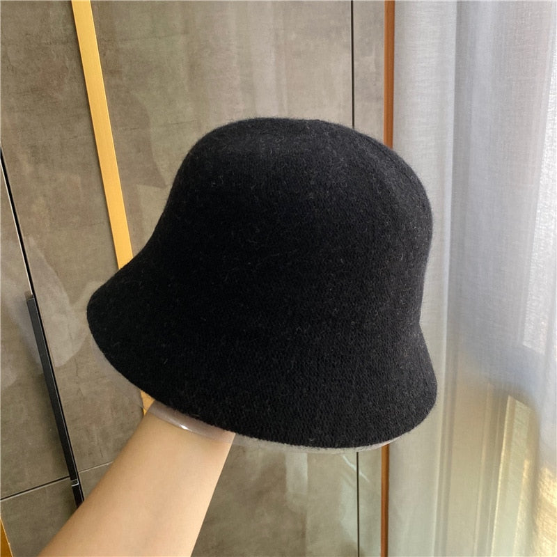 2020 panama warm winter Women&#39;s Bucket hat for teens Felt wool hat for girl sautumn and winter fashion Fur Black hip hop hat cap