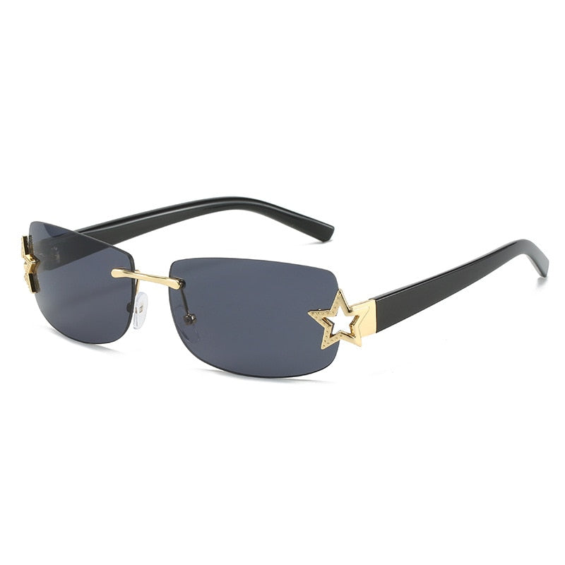 Luxury Punk Rimless Sunglasses Goggle New Y2k Brand Designer Sun Glasses for Women 2000&#39;s Shades Eyewear UV400 De Sol Oculos