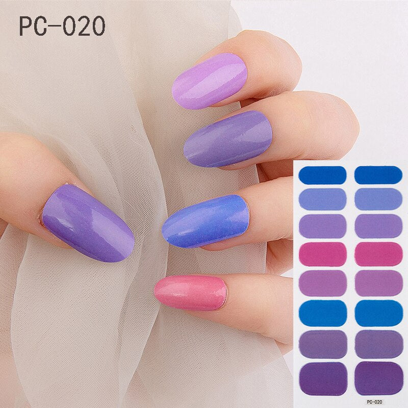 16tips/sheet Beauty Nail Art Sticker Wholesale Nail Polish Full Stickers Pregnant Women Available Solid Color Nails DIY Manicure