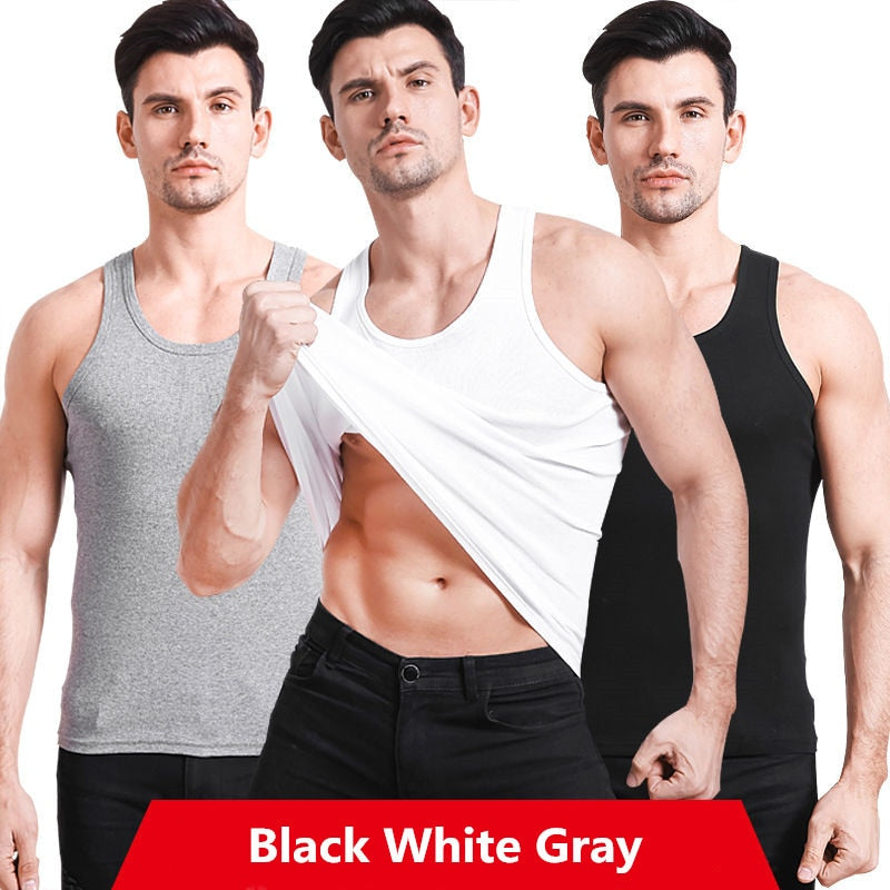 3 Pack Men Cotton Vest Narrow Broad Shoulders Tank Tops Underwear Boy Under Clothes T- Shirts Sleeveless Singlets Undershirt