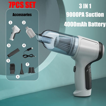 9000Pa 3 in 1 Car Wireless Vacuum Cleaner 120W Blowable Cordless Handheld Auto Vacuum Home &amp; Car Dual Use Mini Vacuum Cleaner
