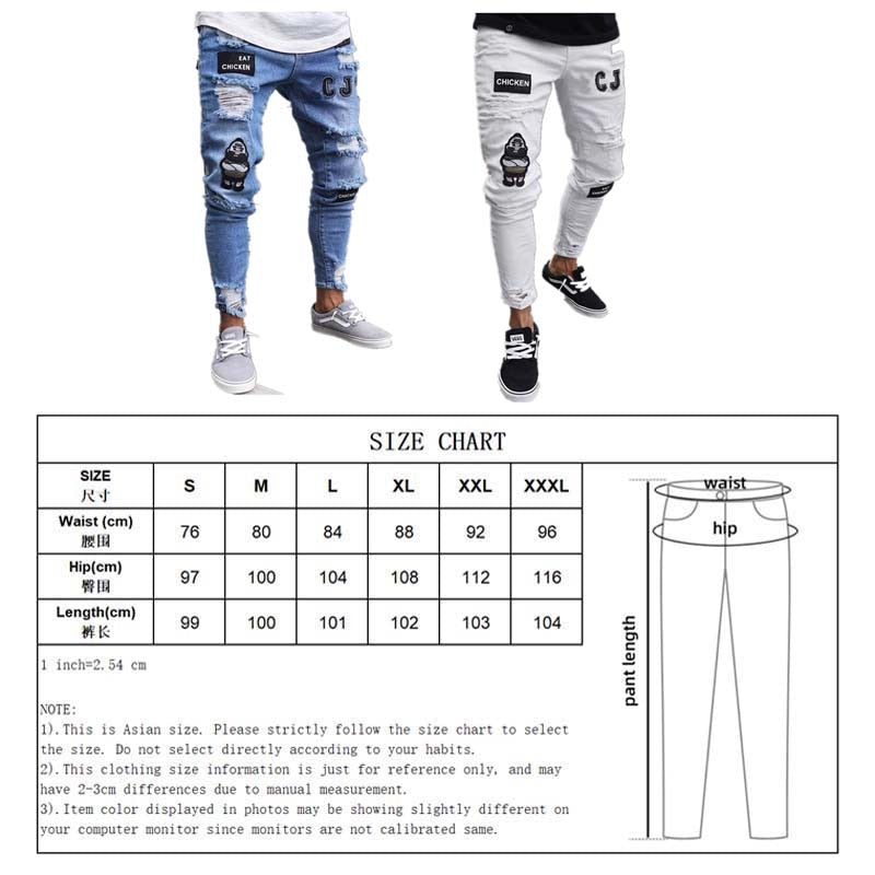 Four Seasons Youth Fashion Jeans Men's Tight Stretch Pencil Pants Denim Cotton Frayed Sports Letters Trousers Badge Men's Pants