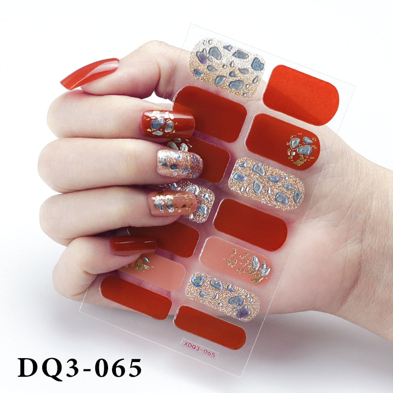 14Pcs /Sheet Nail Stickers Luxury Design Nail Polish Stickers Factory Price Full Cover Nail Charms for Manicure Women Beauty