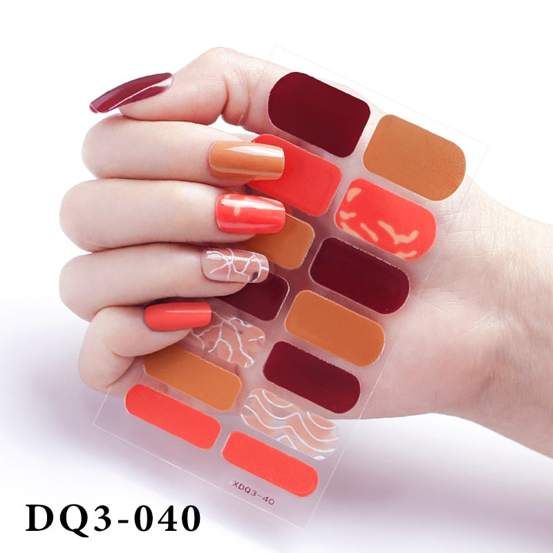 14Pcs /Sheet Nail Stickers Luxury Design Nail Polish Stickers Factory Price Full Cover Nail Charms for Manicure Women Beauty