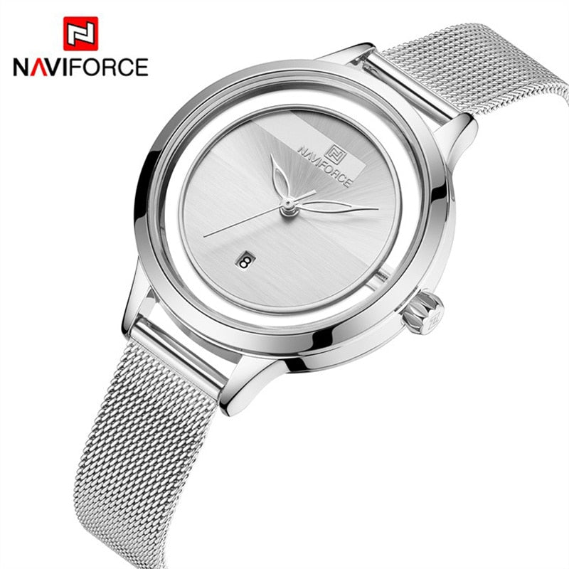 NAVIFORCE Women Watch Top Brand Luxury Stainless Steel Female Clock Classic Business Quartz Ladies Wristwatch Relogio Feminino