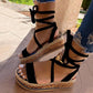 New Summer Women Snake Sandals Platform Heels Cross Strap Ankle Lace Peep Toe  Beach Party Ladies Shoes Zapatos Sandals