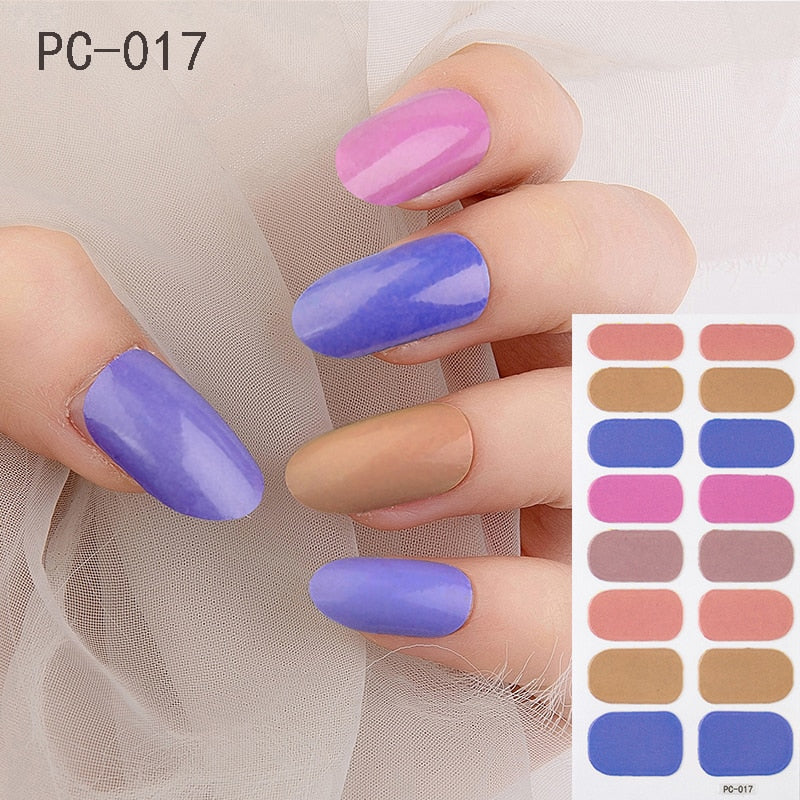 16tips/sheet Beauty Nail Art Sticker Wholesale Nail Polish Full Stickers Pregnant Women Available Solid Color Nails DIY Manicure