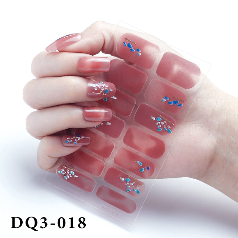 14Pcs /Sheet Nail Stickers Luxury Design Nail Polish Stickers Factory Price Full Cover Nail Charms for Manicure Women Beauty