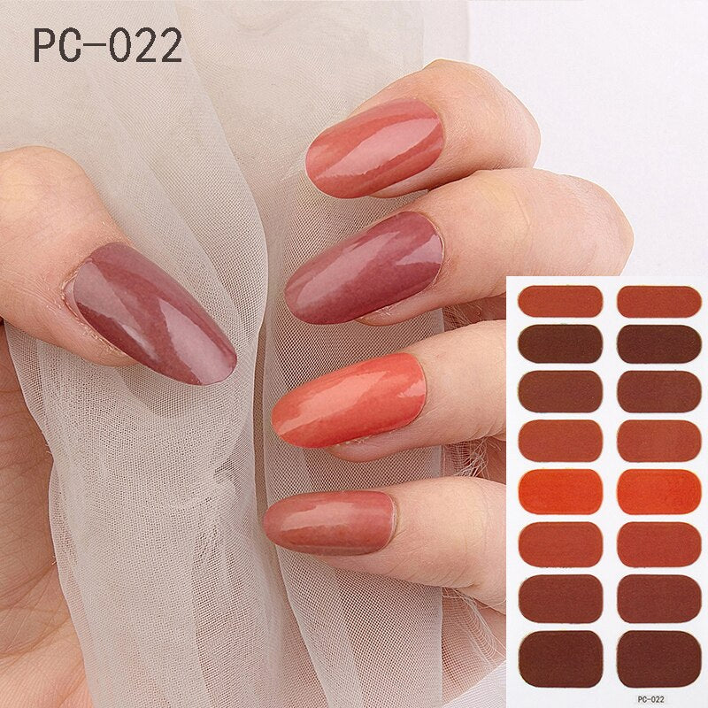 16tips/sheet Beauty Nail Art Sticker Wholesale Nail Polish Full Stickers Pregnant Women Available Solid Color Nails DIY Manicure