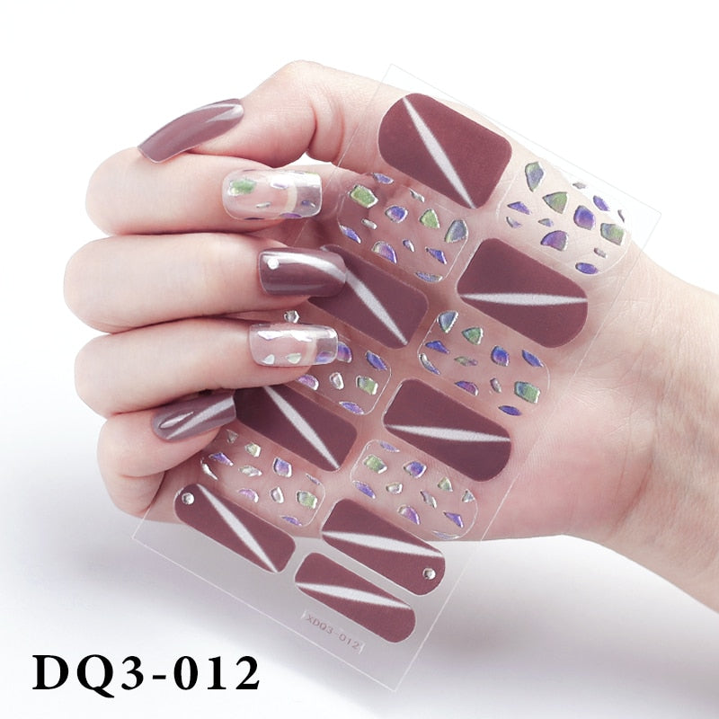 14Pcs /Sheet Nail Stickers Luxury Design Nail Polish Stickers Factory Price Full Cover Nail Charms for Manicure Women Beauty