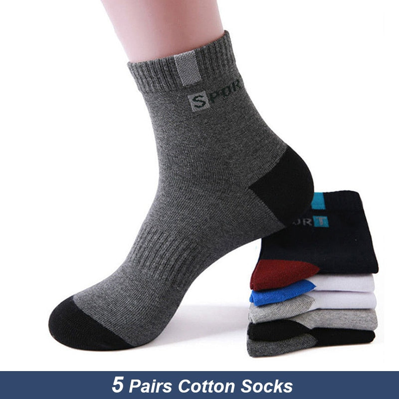 5 Pair Bamboo Fiber Autumn Winter Men Socks Breathable Cotton Sports Sock Breathable Deodorant Business Socks Plus Size 38-47