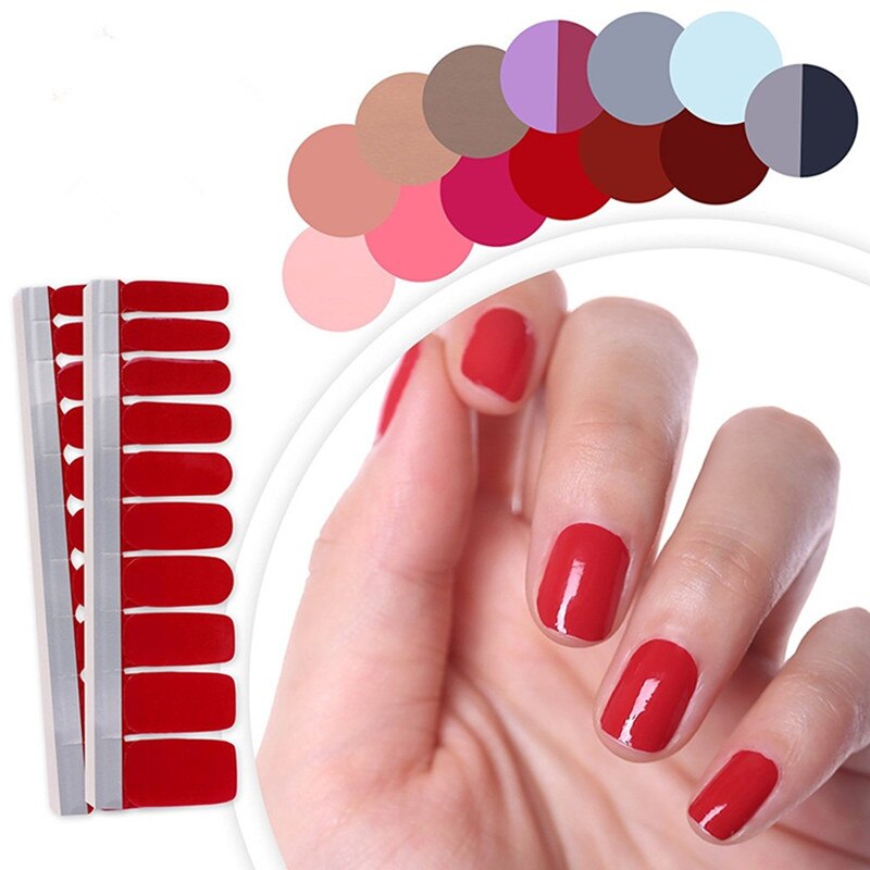 16tips/sheet Beauty Nail Art Sticker Wholesale Nail Polish Full Stickers Pregnant Women Available Solid Color Nails DIY Manicure