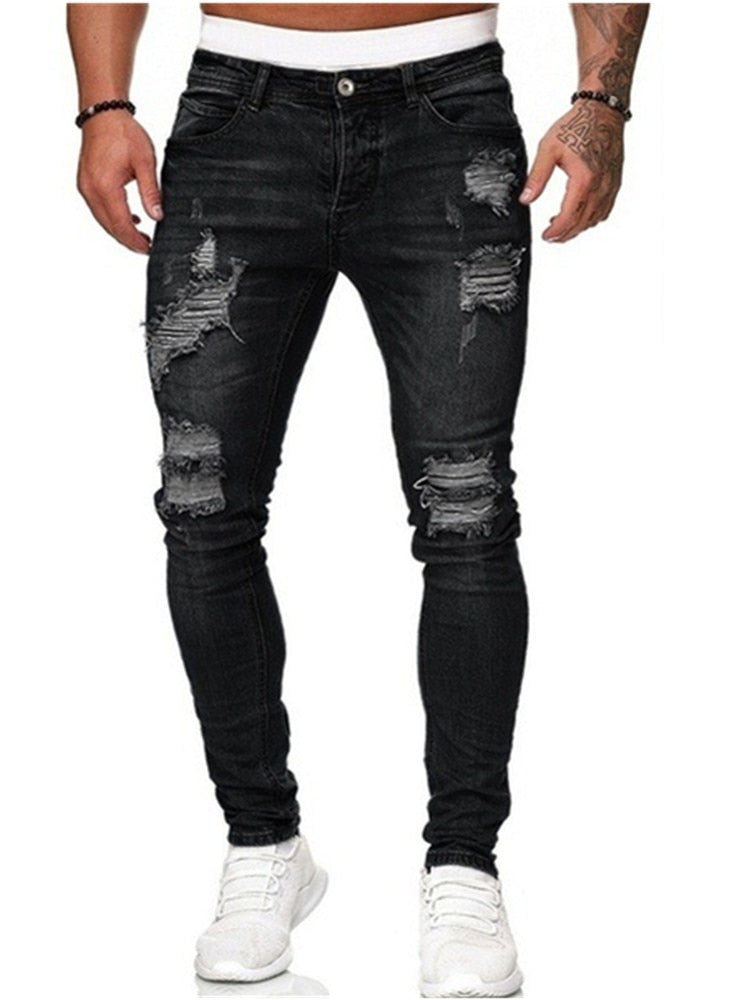 5 kinds of style Ripped Jeans Men Skinny Slim Fit Blue Hip Hop Denim Trousers Casual Jeans for Men Jogging jean