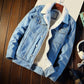 Super Soft  Popular Lapel Buttons Jean Jacket Winter Men Jean Outerwear Solid Color   for Office