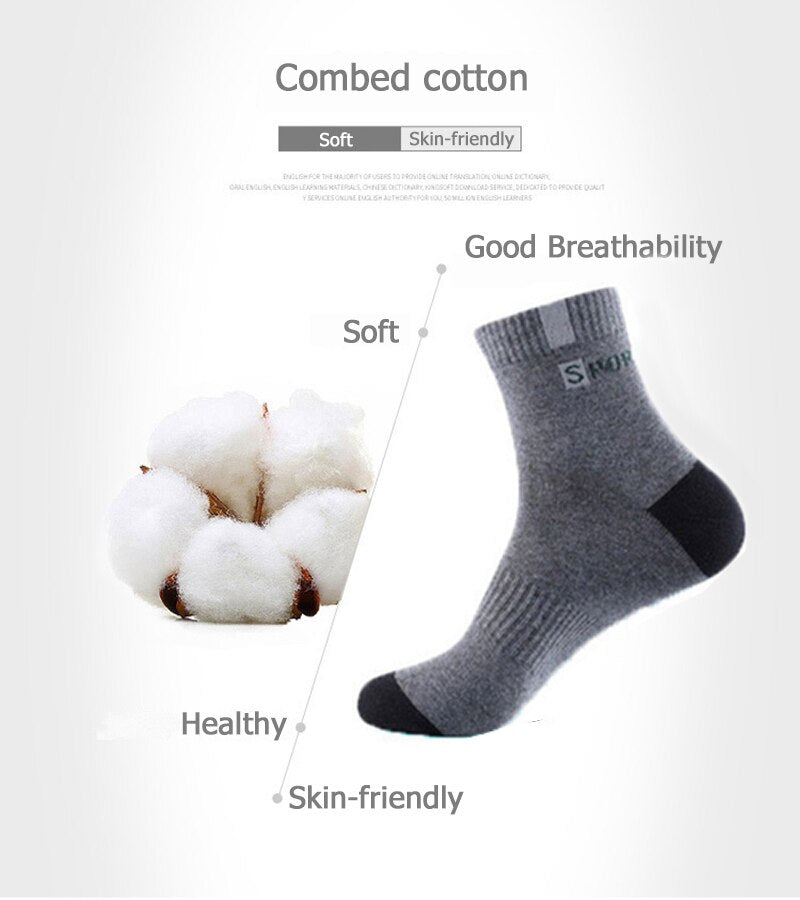 5 Pair Bamboo Fiber Autumn Winter Men Socks Breathable Cotton Sports Sock Breathable Deodorant Business Socks Plus Size 38-47