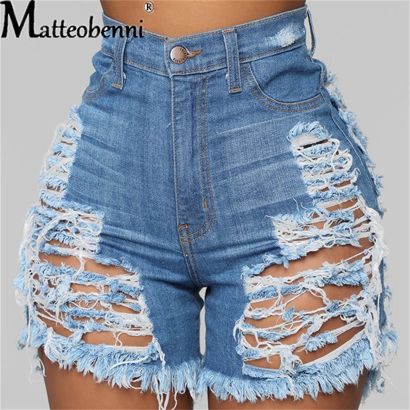 Sexy High Waist Women Short Jeans Summer Fashion Ripped Tassel Denim Shorts New Casual Push Up Vintage Denim Shorts Streetwear