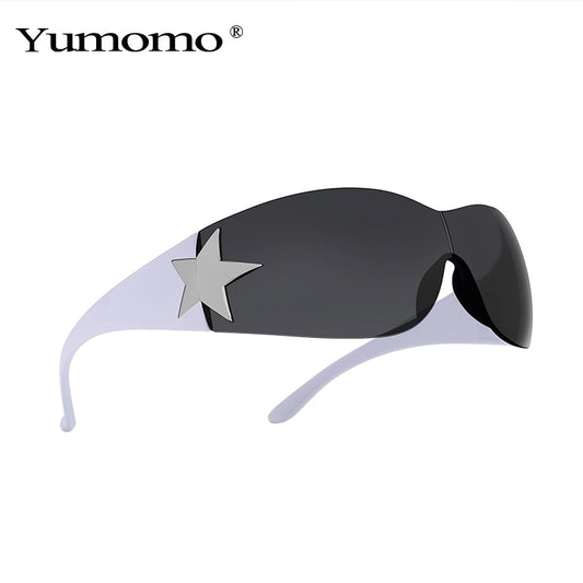 Punk One Piece Sunglasses Goggle New Y2k Luxury Brand Sun Glasses 2000&#39;s Shades Eyewear UV400 Female Designer Five Star Glasses