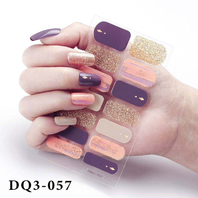 14Pcs /Sheet Nail Stickers Luxury Design Nail Polish Stickers Factory Price Full Cover Nail Charms for Manicure Women Beauty