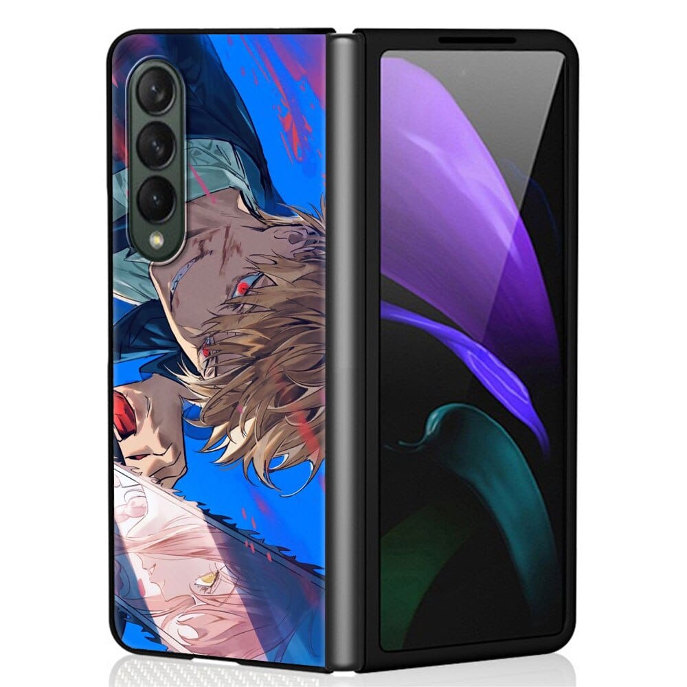 Anime Chainsaw Man Case for Samsung Z Fold3 Fold4 5G Phone Cover 6.7 Inches for Galaxy ZFold 3 Fold 4 Black Hard Capas