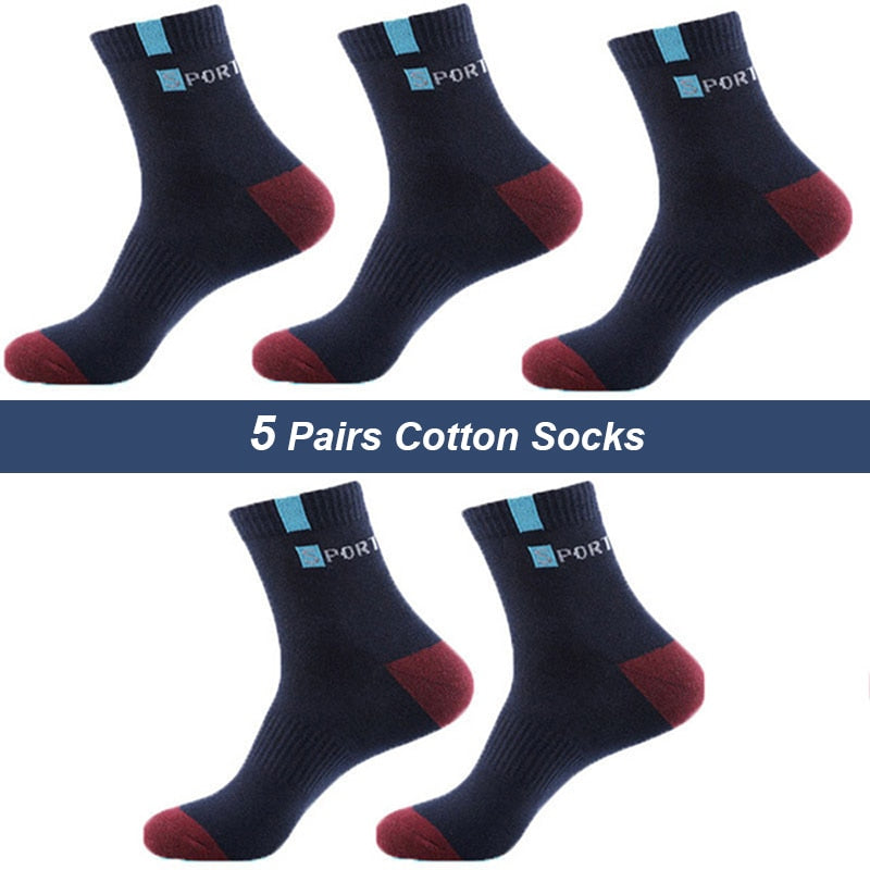 5 Pair Bamboo Fiber Autumn Winter Men Socks Breathable Cotton Sports Sock Breathable Deodorant Business Socks Plus Size 38-47