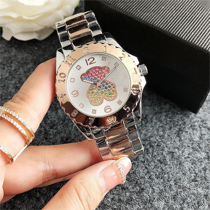 Stainless Steel Bracelet Watch with Rainbow Bear design for Ladies, Fashion bracelet with Bear Design, Rose Gold 2023