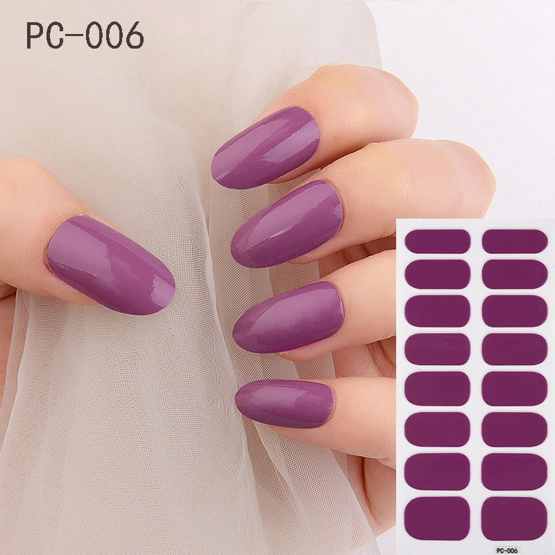 16tips/sheet Beauty Nail Art Sticker Wholesale Nail Polish Full Stickers Pregnant Women Available Solid Color Nails DIY Manicure