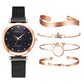 5PCS Bracelet Watches Set Fashion Women Rose Gold Mesh Belt Wristwatches Quartz Watch for Women Business Clock Relogio Feminino