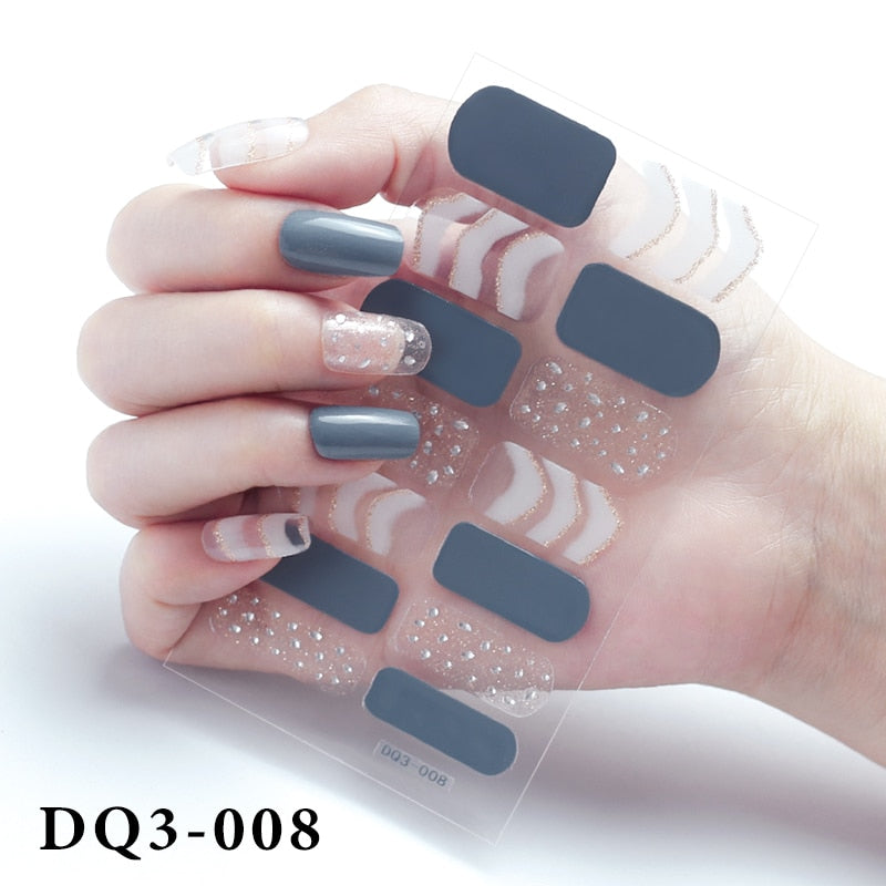 14Pcs /Sheet Nail Stickers Luxury Design Nail Polish Stickers Factory Price Full Cover Nail Charms for Manicure Women Beauty