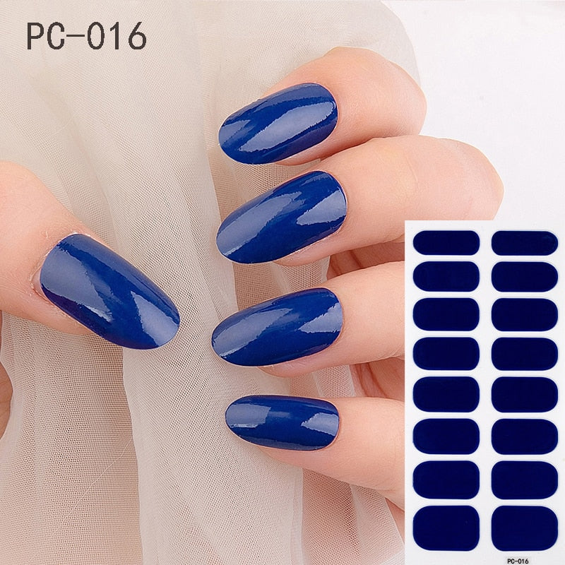 16tips/sheet Beauty Nail Art Sticker Wholesale Nail Polish Full Stickers Pregnant Women Available Solid Color Nails DIY Manicure