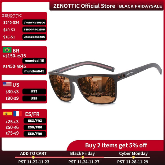 ZENOTTIC Polarized Sunglasses Shade for Men Lightweight TR90 Frame UV400 Protection Square Sun Glasses 2022