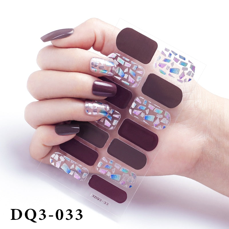 14Pcs /Sheet Nail Stickers Luxury Design Nail Polish Stickers Factory Price Full Cover Nail Charms for Manicure Women Beauty