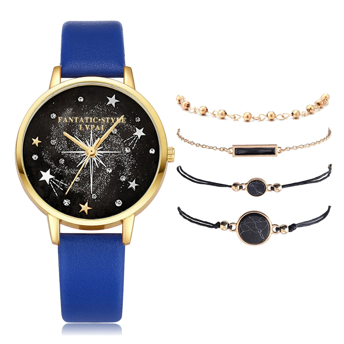 Lvpai Brand 5PCS Fashion New Bracelet Watch Set Crystal Rhinestone Women Ladies Wristwatch Watches Ladies Relogio Feminino Reloj