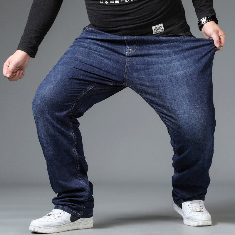 10XL Oversize Black Jeans Men Plus Size 50 Denim Pants Husband Breathable Loose Trousers Men Streetwear Baggy Jeans Casual Pants