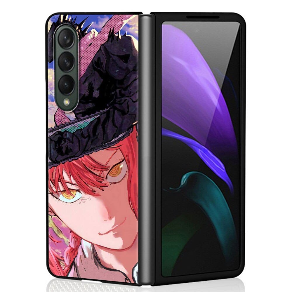 Anime Chainsaw Man Case for Samsung Z Fold3 Fold4 5G Phone Cover 6.7 Inches for Galaxy ZFold 3 Fold 4 Black Hard Capas