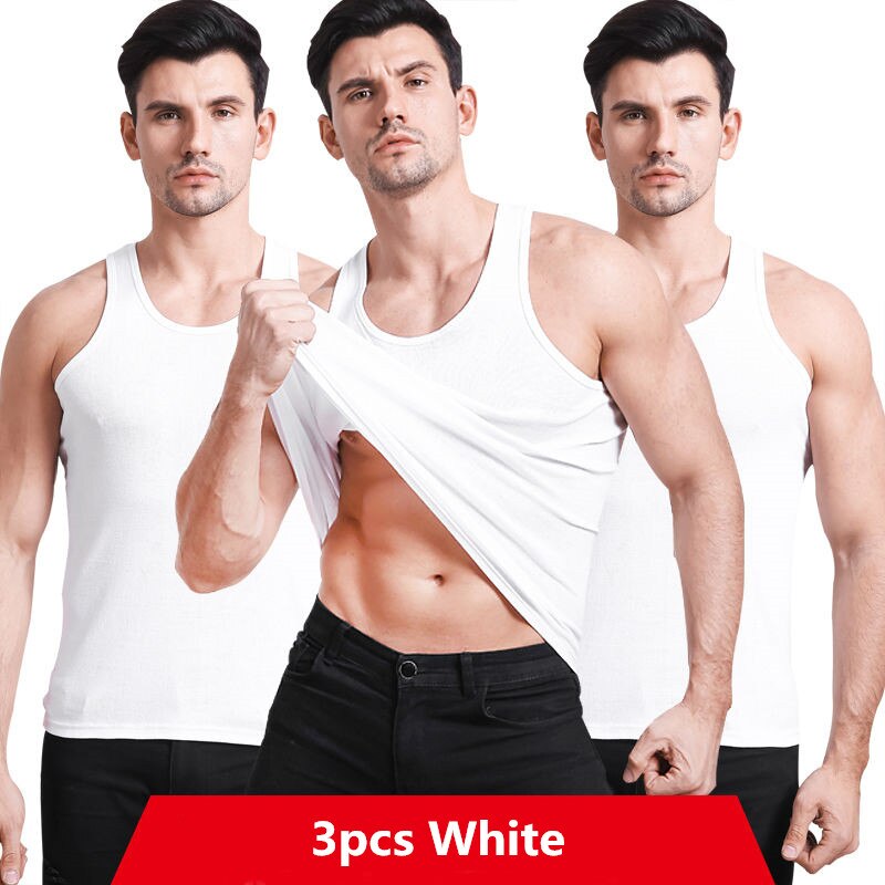 3 Pack Men Cotton Vest Narrow Broad Shoulders Tank Tops Underwear Boy Under Clothes T- Shirts Sleeveless Singlets Undershirt