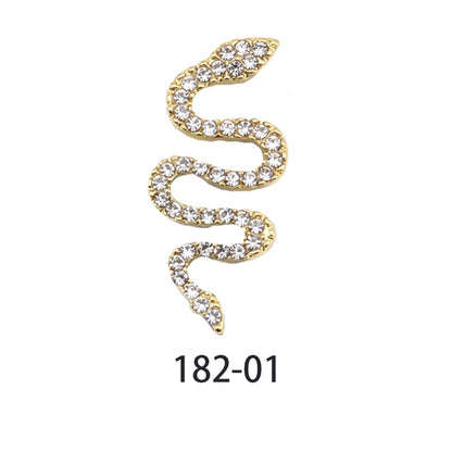 5/10pcs Large Small Big Flatback Luxury 3d Metal Snake Nail Shape Charms Nail Art Rhinestones Jewelry Decor For Women TJ182