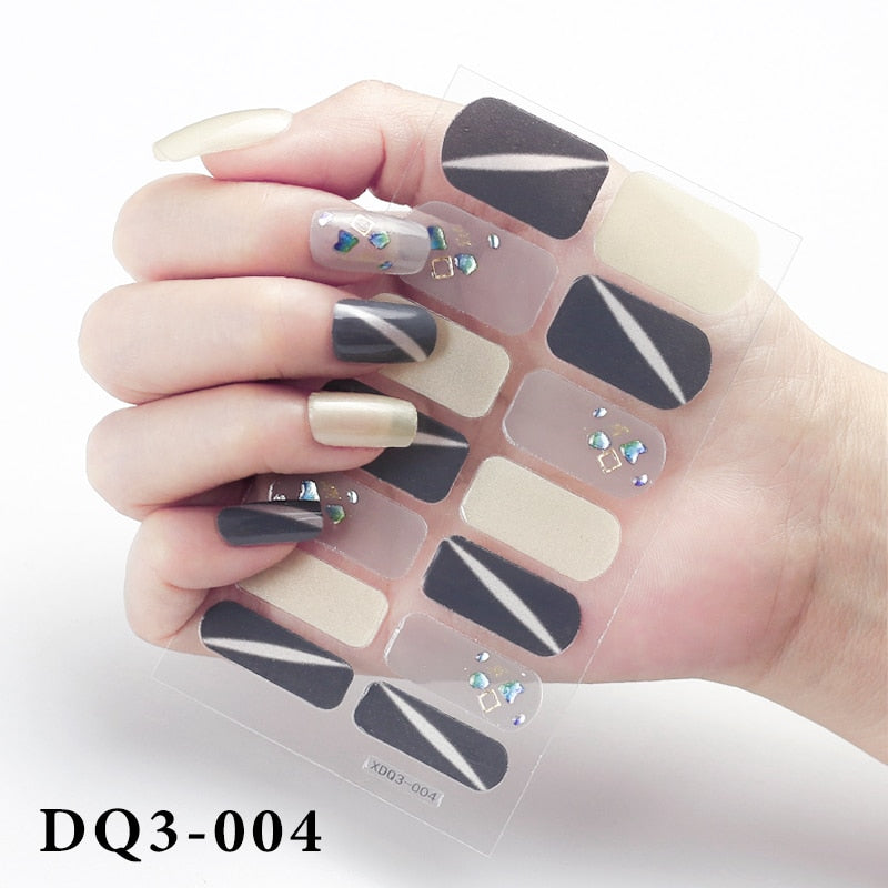 14Pcs /Sheet Nail Stickers Luxury Design Nail Polish Stickers Factory Price Full Cover Nail Charms for Manicure Women Beauty