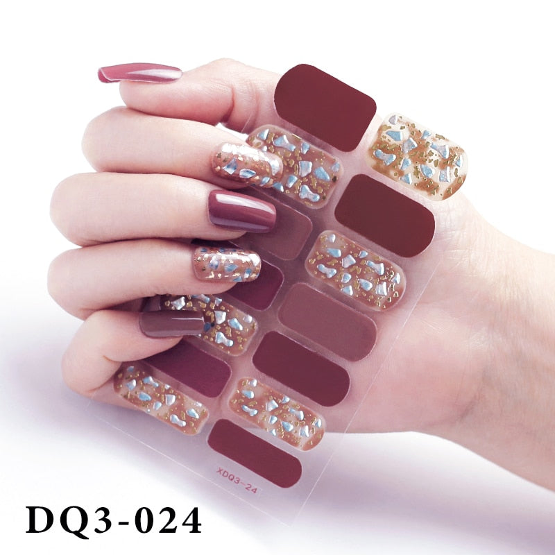 14Pcs /Sheet Nail Stickers Luxury Design Nail Polish Stickers Factory Price Full Cover Nail Charms for Manicure Women Beauty