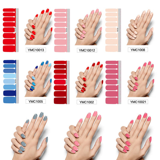 16tips/sheet Beauty Nail Art Sticker Wholesale Nail Polish Full Stickers Pregnant Women Available Solid Color Nails DIY Manicure